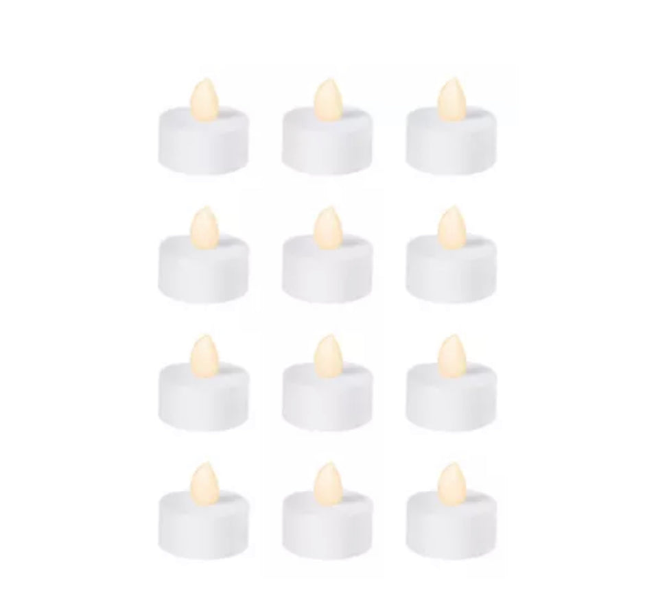 White Tealight Flameless LED Candles 12ct