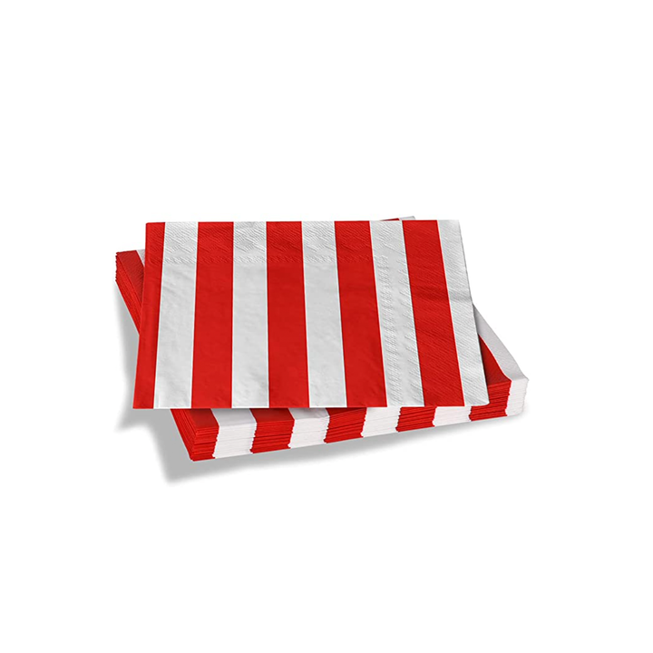 Red and White Stripes beverage napkins, 20 pack